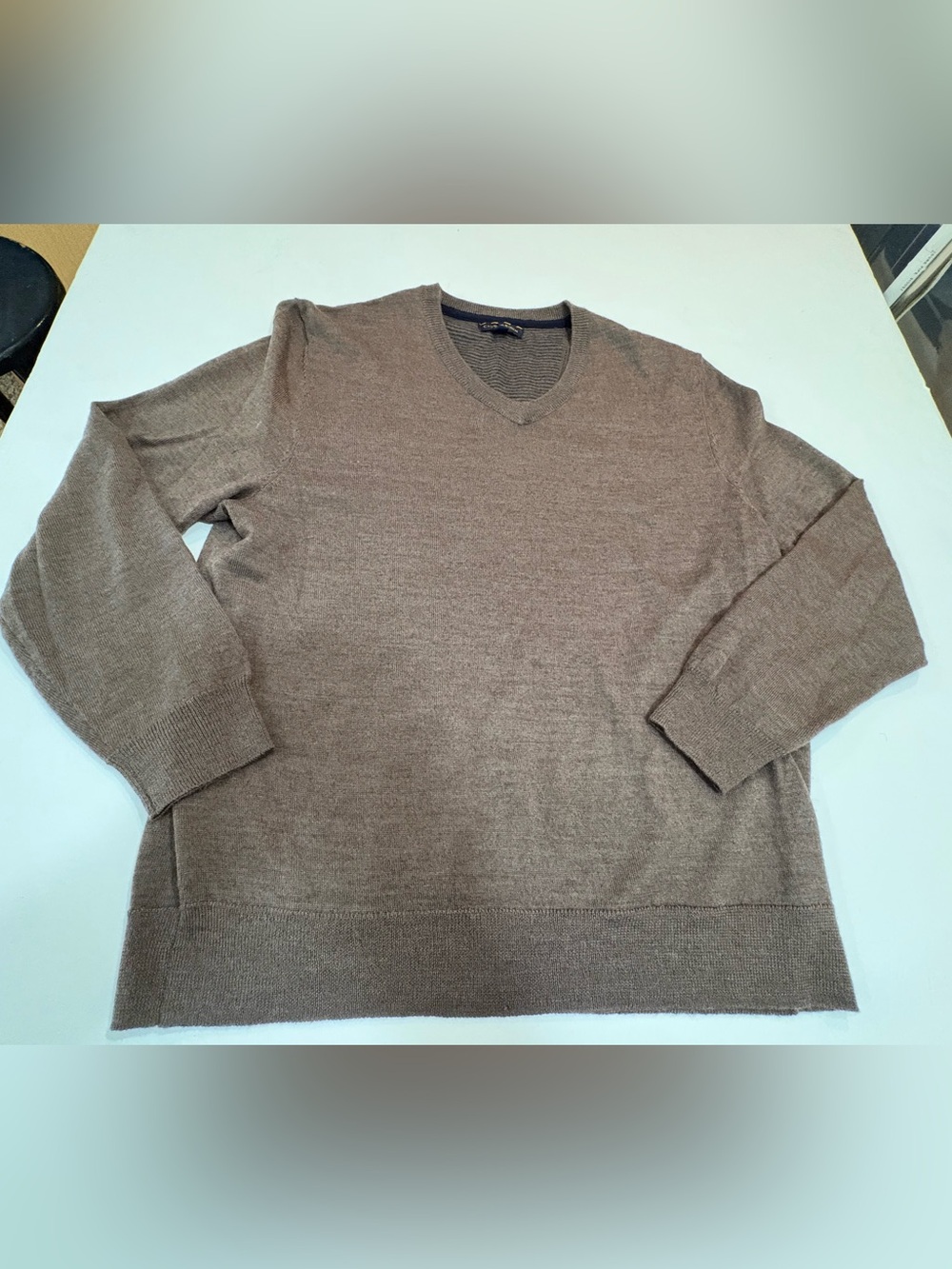 Club Room Men's V-Neck Sweater in Taupe Brown